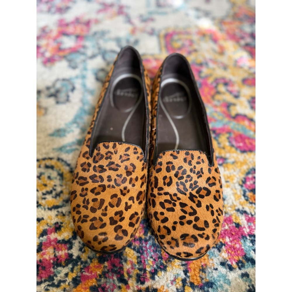 Dansko Leopard Haircalf Leather Slip On Flats Women's EU 40 US 9.5 10